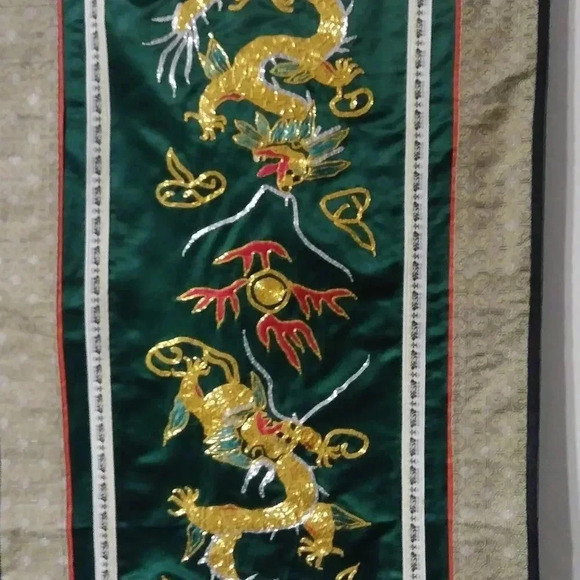 Chinese National Embroidered Fire Dragon Wall Art - Picture 2 of 5